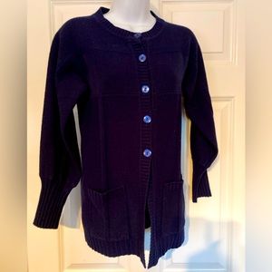 Vintage Navy Blue Tunic Length medium Weight Sweater